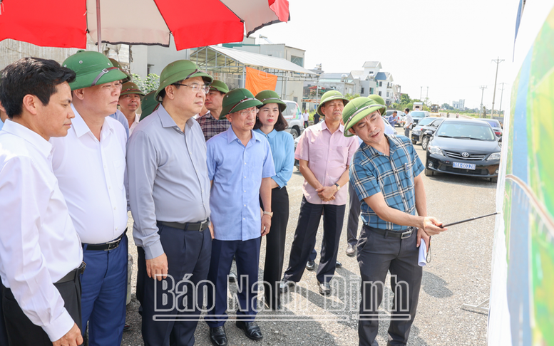 Thường trực Tỉnh ủy Nam Định kiểm tra tiến độ một số dự án đầu tư xây dựng trọng điểm