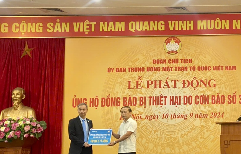 Bảo Việt đã ủng hộ 5 tỷ đồng cho đồng bào bị thiệt hại do bão số 3 gây ra thông qua Ủy ban Trung ương Mặt trận Tổ quốc Việt Nam - Ảnh: VGP/HT