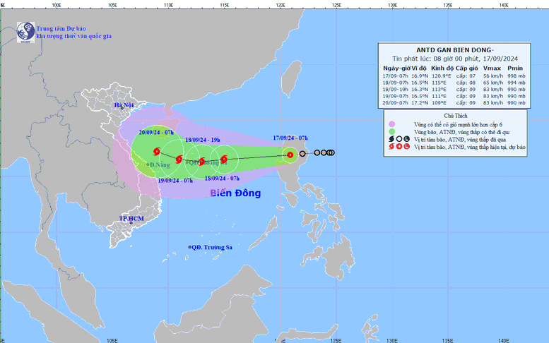 Đường đi của áp thấp nhiệt đới mạnh lên thành bão số 4 phức tạp