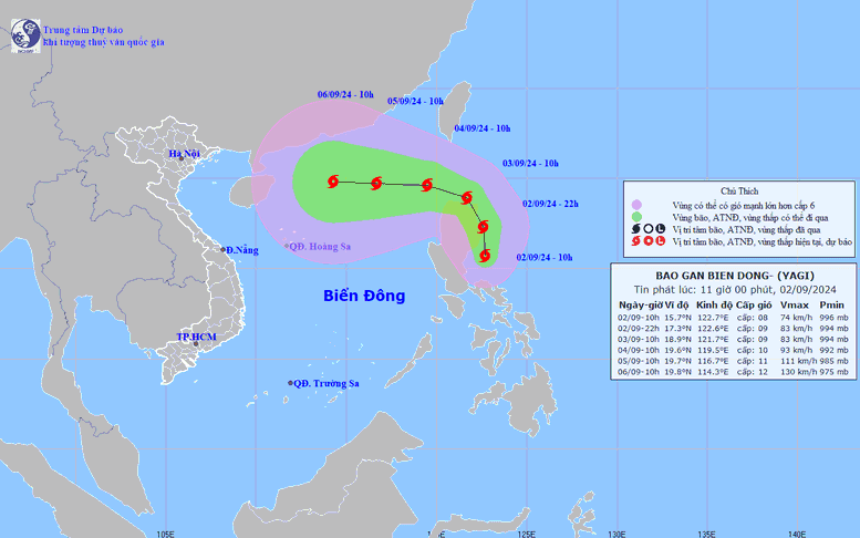 Bão YAGI sắp đi vào Biển Đông