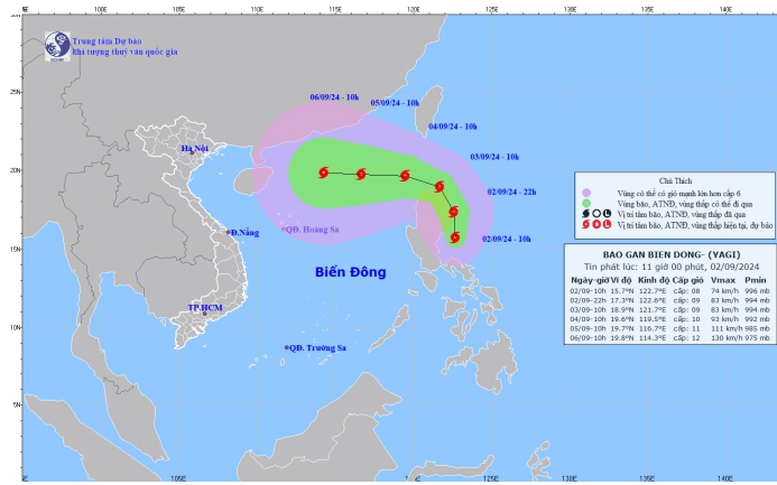 Xuất hiện bão YAGI gần Biển Đông