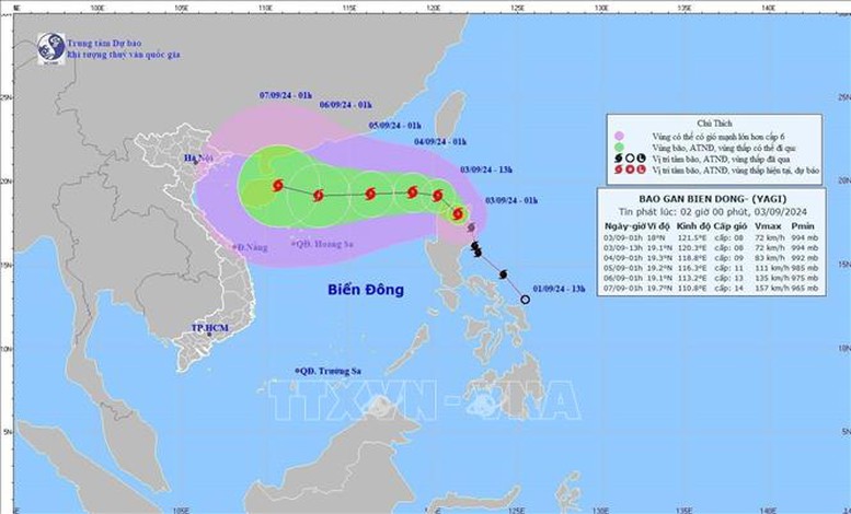 Bão YAGI vào Biển Đông và trở thành bão số 3 trong năm 2024