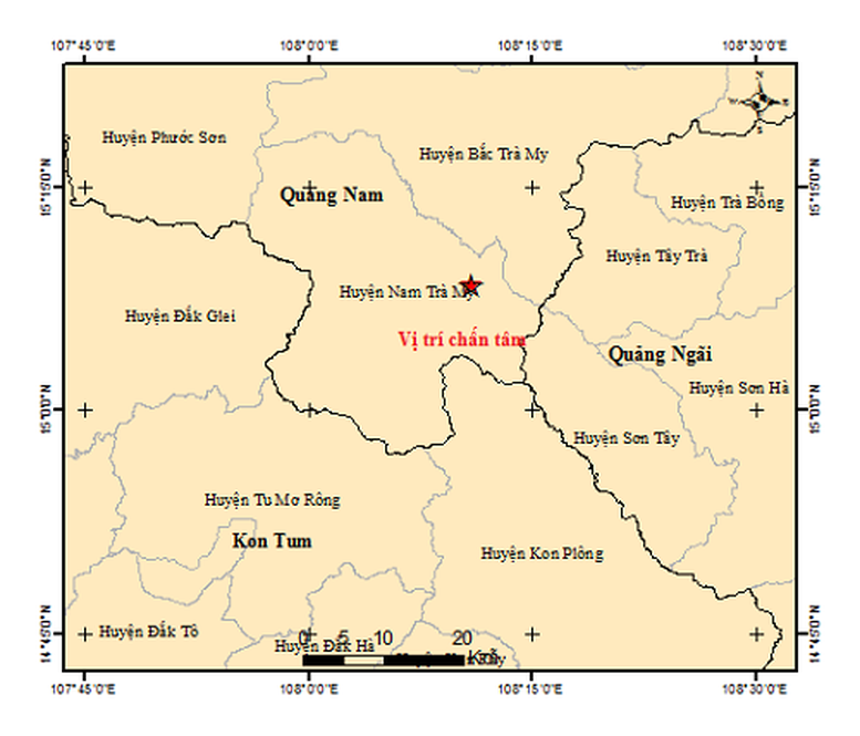 Động đất độ lớn 3,8 tại huyện Nam Trà My, tỉnh Quảng Nam- Ảnh 1.