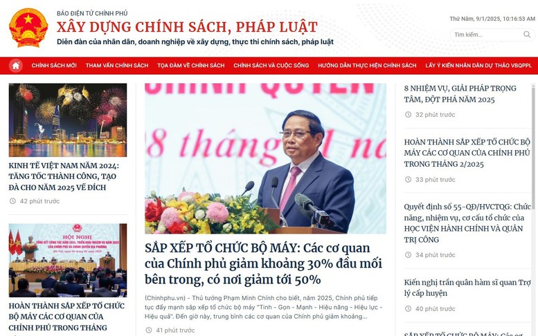 CHUYÊN TRANG 'XÂY DỰNG CHÍNH SÁCH, PHÁP LUẬT': KHẲNG ĐỊNH VỊ THẾ LÀ KÊNH TRUYỀN THÔNG CHÍNH SÁCH HÀNG ĐẦU