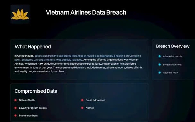 Vietnam Airlines lên tiếng về sự cố bảo mật dữ liệu