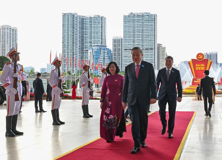 Tổng Bí thư Tô Lâm đến dự Đại hội Đại biểu Đảng bộ TP. Hà Nội lần thứ XVIII- Ảnh 1.