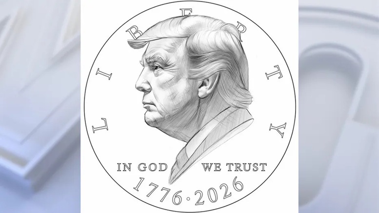 Bản thiết kế đồng xu 1 USD khắc hình Tổng thống Mỹ Donald Trump- Ảnh 1.