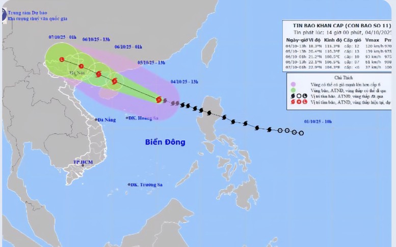 Bão số 11 có hoàn lưu rất rộng, khả năng cao di chuyển vào Quảng Ninh