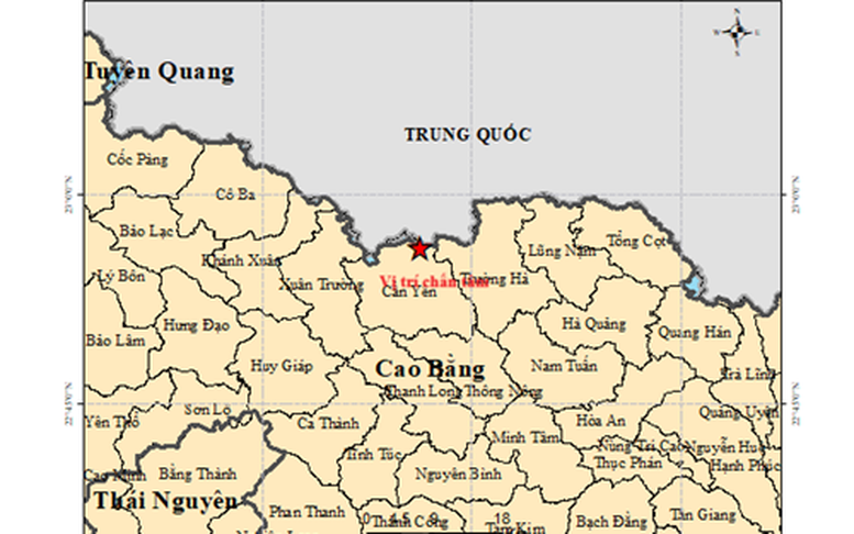Động đất tại xã Cần Yên, tỉnh Cao Bằng