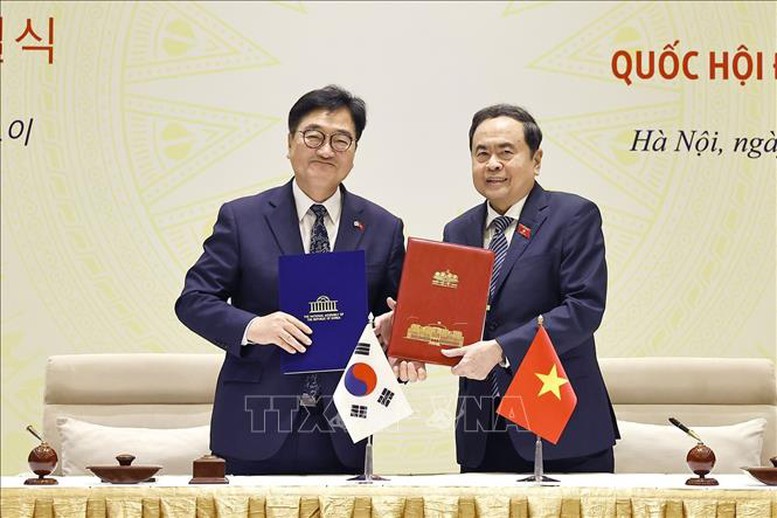 Chủ tịch Quốc hội Trần Thanh Mẫn hội đàm với Chủ tịch Quốc hội Hàn Quốc- Ảnh 5.