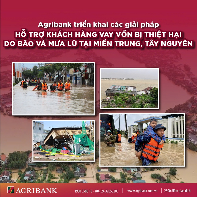 Agribank giảm 2% lãi vay hỗ trợ khách hàng bị thiệt hại do bão số 12, 13 và mưa lũ- Ảnh 1.