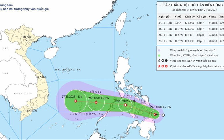 Không khí lạnh tăng cường, áp thấp nhiệt đới sắp vào Biển Đông