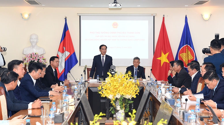 Phó Thủ tướng Bùi Thanh Sơn thăm Đại sứ quán, cộng đồng người Việt tại Campuchia- Ảnh 2.