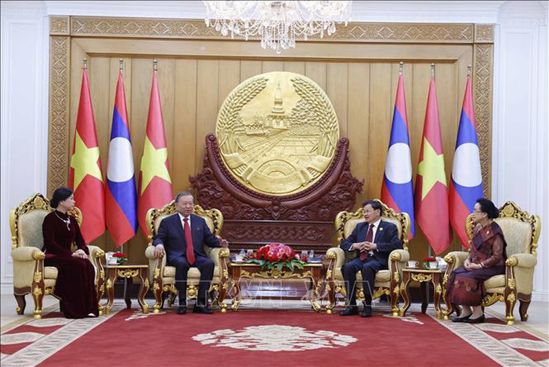 Lễ đón trọng thể Tổng Bí thư Tô Lâm và Phu nhân tại thủ đô Viêng Chăn (Lào)- Ảnh 6.