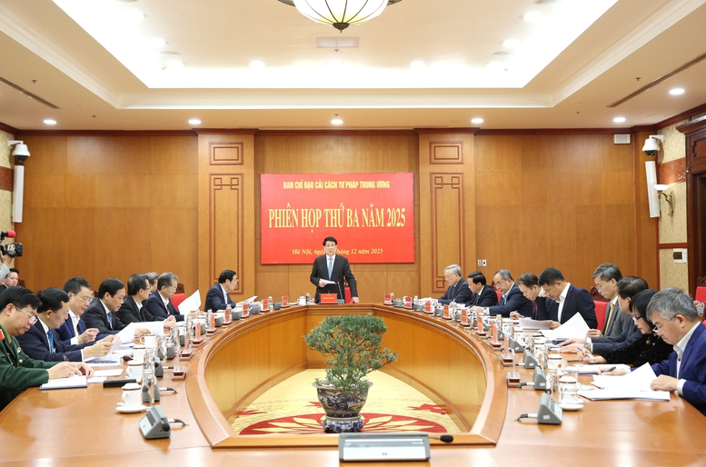 Chủ tịch nước Lương Cường chủ trì Phiên họp thứ ba, Ban Chỉ đạo Cải cách tư pháp Trung ương- Ảnh 2.