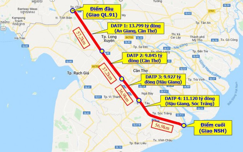 Cao tốc Châu Đốc-Cần Thơ-Sóc Trăng thiếu cát, chậm tiến độ