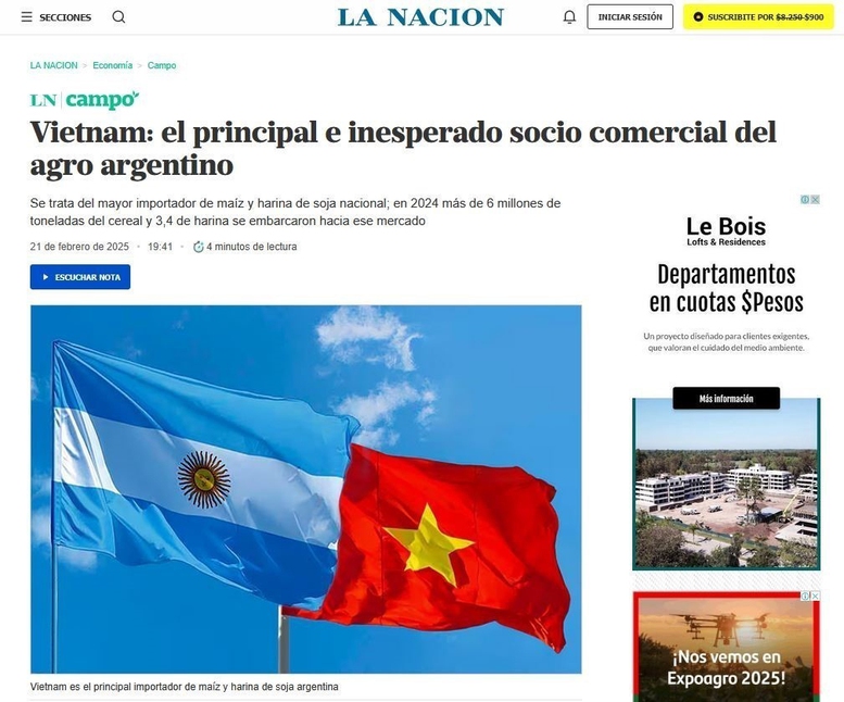 Báo Argentina nhận định Việt Nam đối tác thương mại nông nghiệp chủ chốt- Ảnh 1.