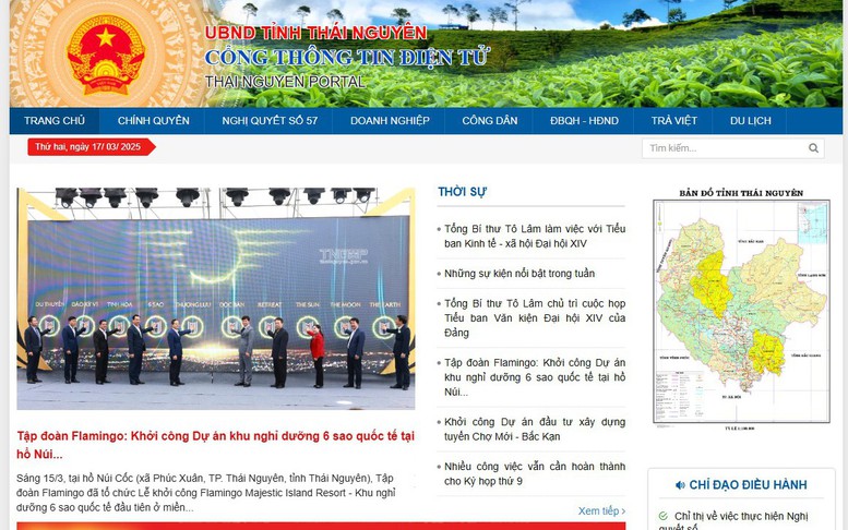 Cổng Thông tin điện tử các địa phương: Thái Nguyên đứng đầu về số lượt truy cập