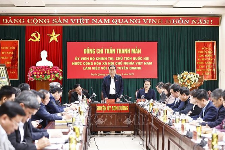 Chủ tịch Quốc hội Trần Thanh Mẫn làm việc với Ban Thường vụ Tỉnh ủy Tuyên Quang- Ảnh 1.