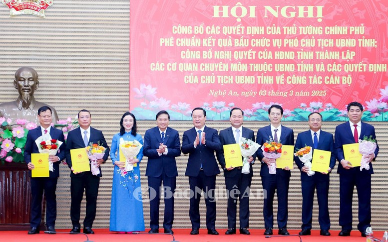 Nghệ An công bố quyết định điều động, bổ nhiệm lãnh đạo các sở sau sắp xếp, hợp nhất