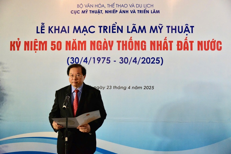 Kỷ niệm 50 năm Ngày thống nhất đất nước qua góc nhìn hội họa- Ảnh 1.