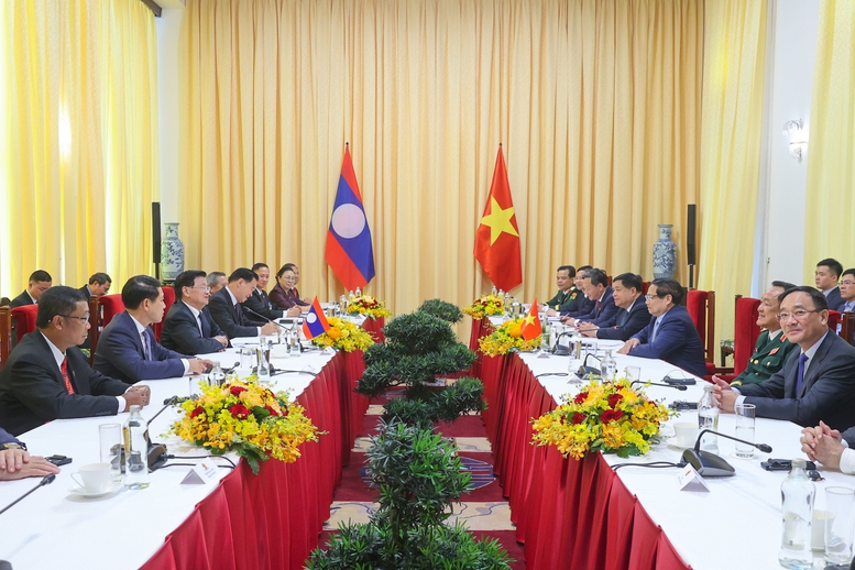 Thủ tướng Phạm Minh Chính tiếp Tổng Bí thư, Chủ tịch nước Lào- Ảnh 4.