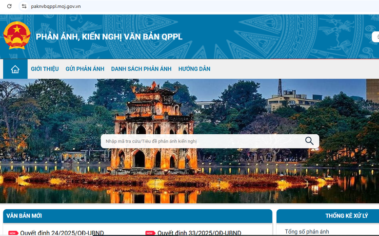 Vận hành thử nghiệm hệ thống tiếp nhận phản ánh về văn bản quy phạm pháp luật