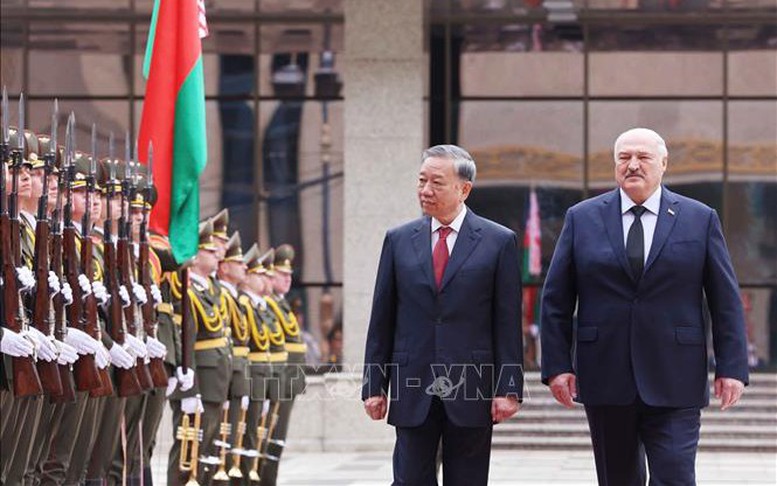Lễ đón Tổng Bí thư Tô Lâm thăm cấp Nhà nước Cộng hòa Belarus
