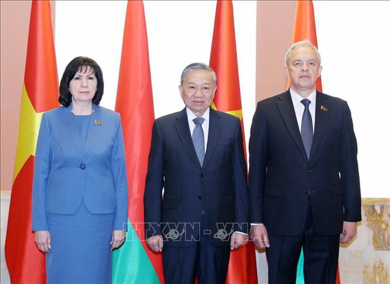 Tổng Bí thư Tô Lâm hội kiến Chủ tịch Thượng viện và Chủ tịch Hạ viện Belarus- Ảnh 2.
