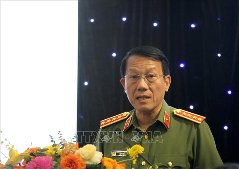 Chủ tịch Hồ Chí Minh-Biểu tượng cao đẹp của ý chí, khát vọng độc lập của dân tộc, tự do, hạnh phúc cho nhân dân- Ảnh 3. Đại tướng Lương Tam Quang, Ủy viên Bộ Chính trị, Bí thư Đảng ủy Công an Trung ương, Bộ trưởng Bộ Công an phát biểu kết luận Hội thảo - Ảnh: TTXVN