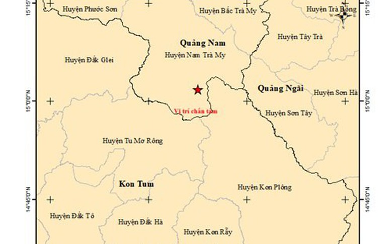 Xảy ra 13 trận động đất tại Quảng Nam và Kon Tum