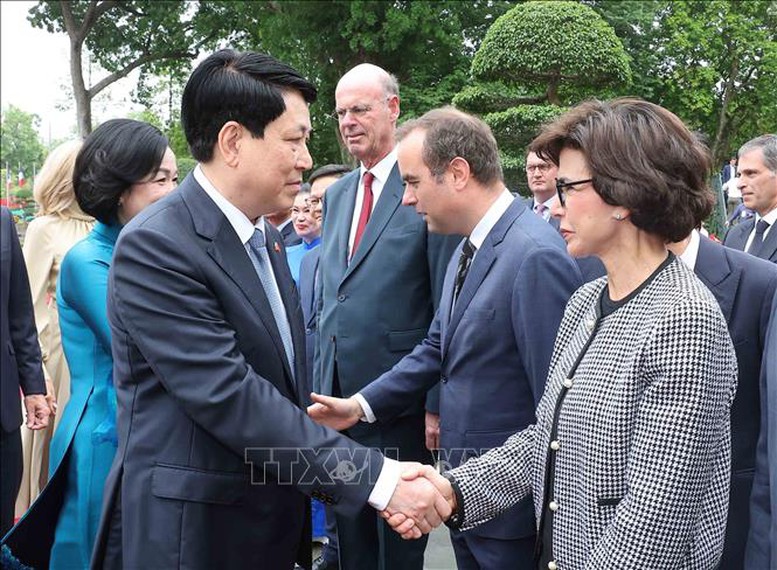 Chủ tịch nước Lương Cường chủ trì lễ đón Tổng thống Cộng hòa Pháp- Ảnh 5.