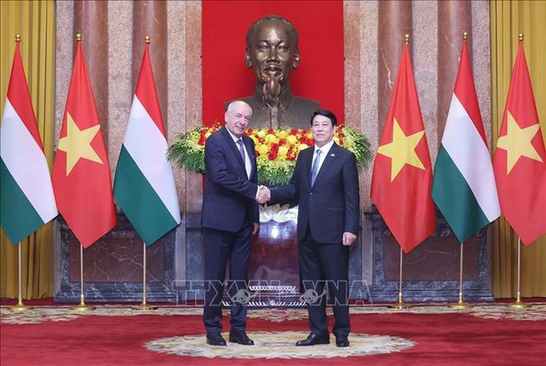 Chủ tịch nước Lương Cường chủ trì lễ đón chính thức Tổng thống Hungary- Ảnh 9.