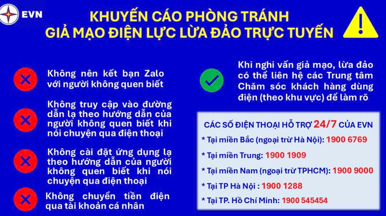 EVN khuyến cáo người dân cảnh giác với 'chiêu trò' giả mạo điện lực để lừa đảo trực tuyến- Ảnh 1.