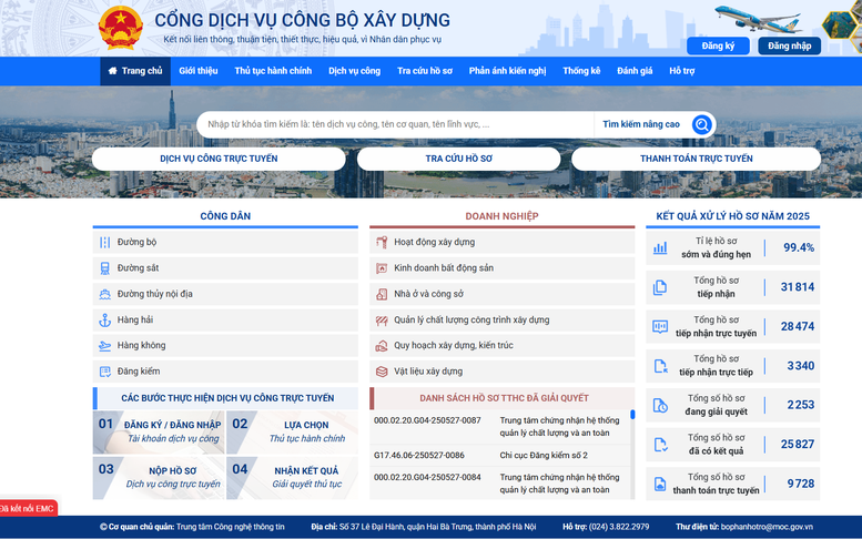 Bộ Xây dựng: 100% TTHC liên quan đến doanh nghiệp được thực hiện trực tuyến, thông suốt