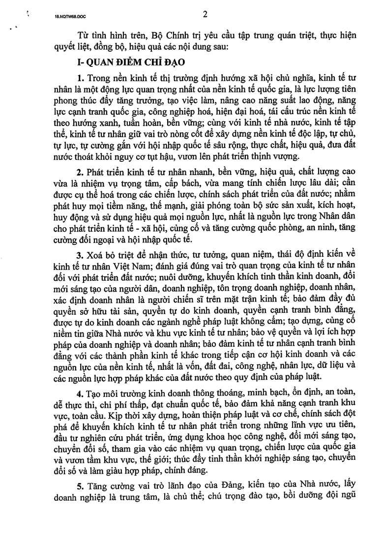 Toàn văn Nghị quyết số 68-NQ/TW về phát triển kinh tế tư nhân- Ảnh 2.