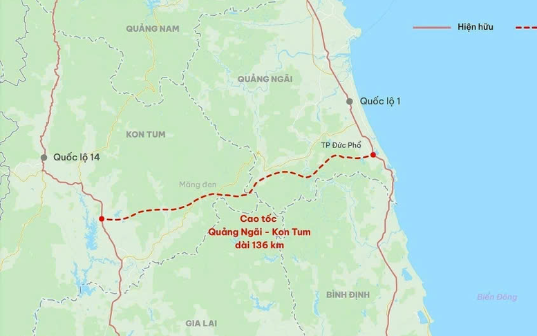 Đề xuất phương án xây cao tốc Quảng Ngãi-Kon Tum