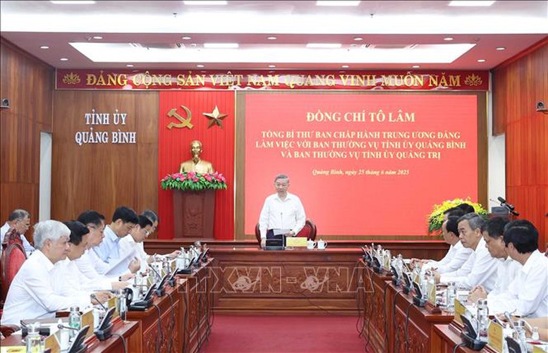 Tổng Bí thư Tô Lâm làm việc với Ban Thường vụ Tỉnh ủy Quảng Bình và Quảng Trị- Ảnh 3.
