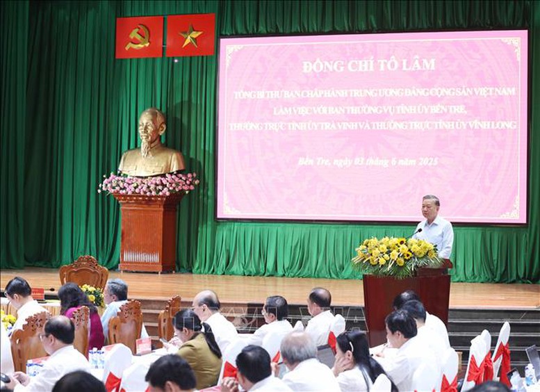 Tổng Bí thư Tô Lâm: Hợp nhất Vĩnh Long, Bến Tre và Trà Vinh là một lựa chọn có tính đột phá- Ảnh 3.