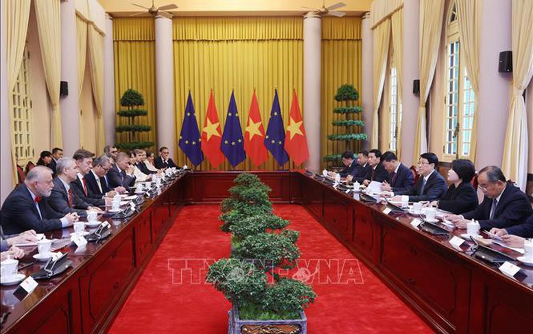 Chủ tịch nước Lương Cường tiếp Đại sứ EU và các nước thành viên