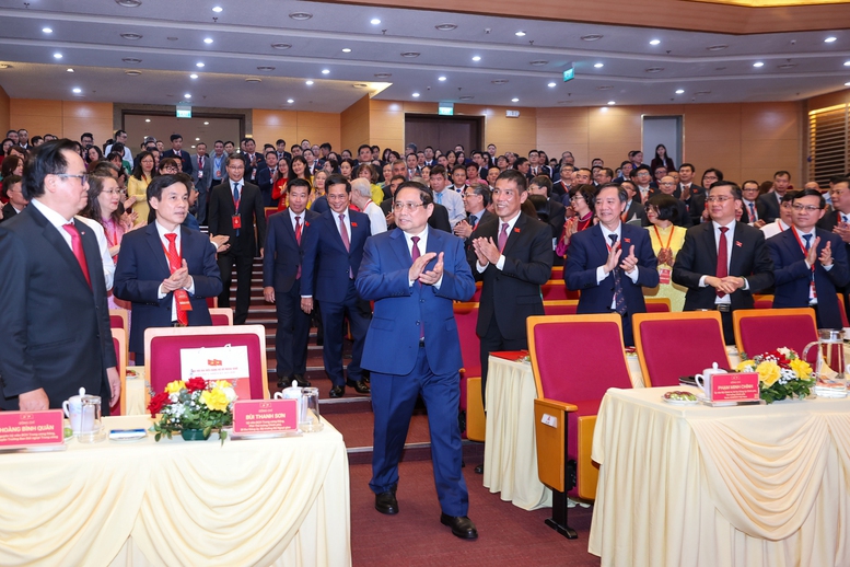 Thủ tướng: Xây dựng ngành ngoại giao chuyên nghiệp, văn minh, hiện đại, nhân văn, hiệu quả- Ảnh 1. Đồng chí Phạm Minh Chính, Ủy viên Bộ Chính trị, Bí thư Đảng ủy Chính phủ, Thủ tướng Chính phủ dự Đại hội đại biểu Đảng bộ Bộ Ngoại giao lần thứ I nhiệm kỳ 2025-2030 - Ảnh: VGP/Nhật Bắc