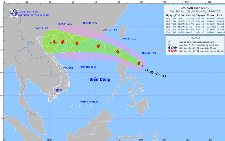 Bão WIPHA tiến vào Biển Đông, sẽ gây mưa lớn cho Bắc Bộ