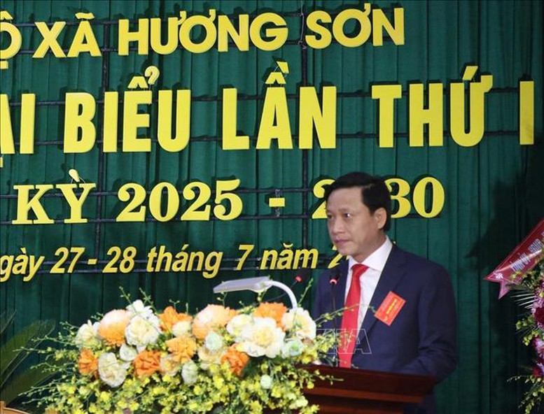 Thường trực Ban Bí thư dự Đại hội Đảng bộ xã Hương Sơn, tỉnh Hà Tĩnh- Ảnh 3.
