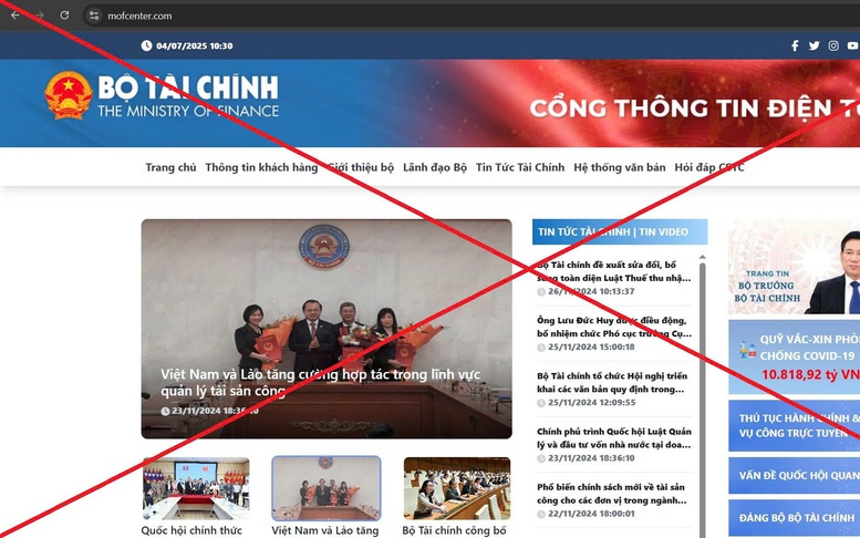 Cảnh báo giả mạo Cổng thông tin điện tử Bộ Tài chính để lừa đảo