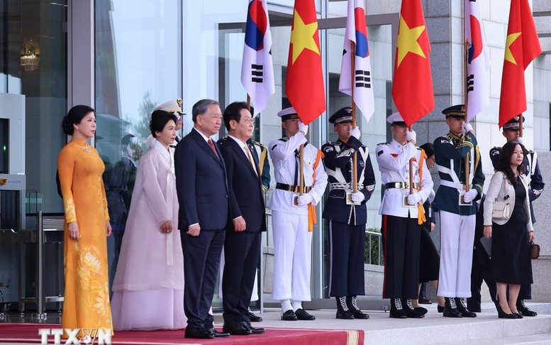 Tổng thống Hàn Quốc chủ trì Lễ đón trọng thể Tổng Bí thư Tô Lâm và Phu nhân