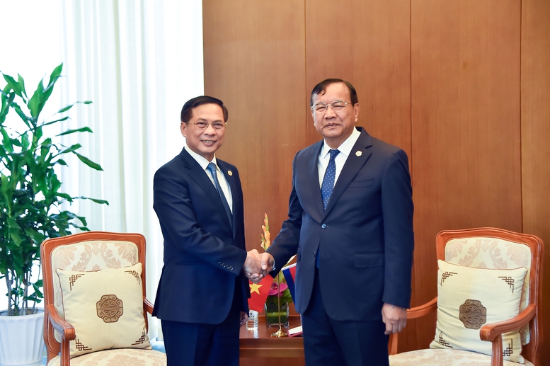 Phó Thủ tướng Bùi Thanh Sơn tiếp xúc song phương bên lề Hội nghị Mekong-Lan Thương- Ảnh 1.