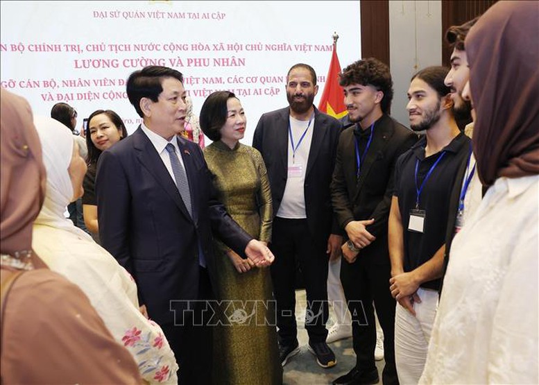 Chủ tịch nước Lương Cường gặp gỡ cộng đồng người Việt Nam tại Ai Cập- Ảnh 3.