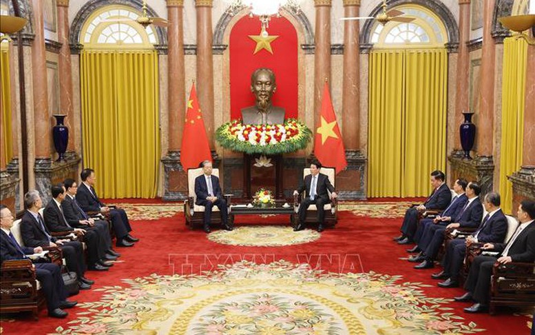 Chủ tịch nước Lương Cường tiếp Ủy viên trưởng Nhân đại toàn quốc Trung Quốc Triệu Lạc Tế