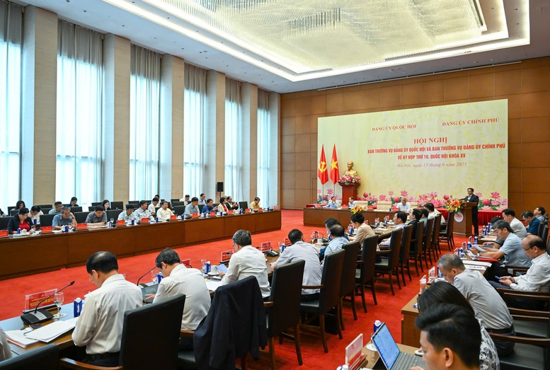 Hội nghị Ban Thường vụ Đảng ủy Quốc hội và Ban Thường vụ Đảng ủy Chính phủ chuẩn bị Kỳ họp thứ 10- Ảnh 2.