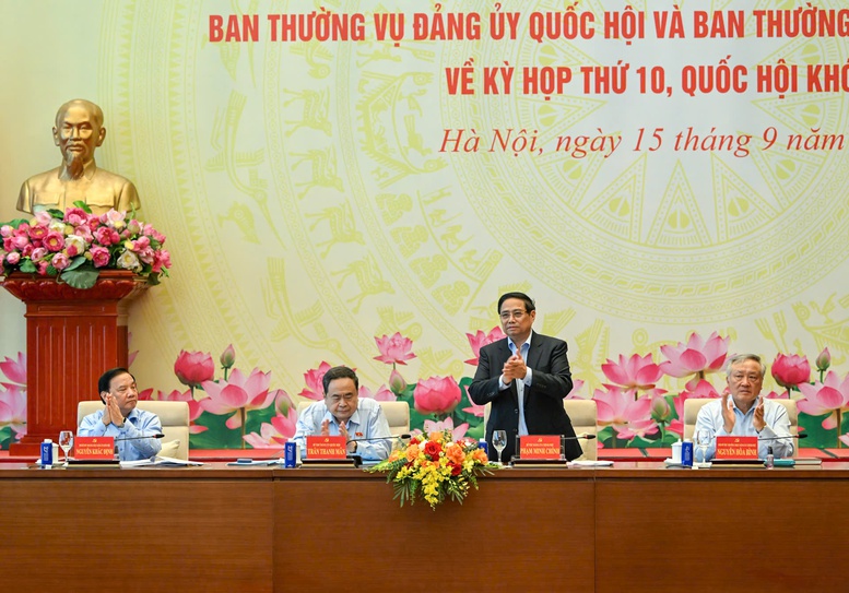 Hội nghị Ban Thường vụ Đảng ủy Quốc hội và Ban Thường vụ Đảng ủy Chính phủ chuẩn bị Kỳ họp thứ 10- Ảnh 1.
